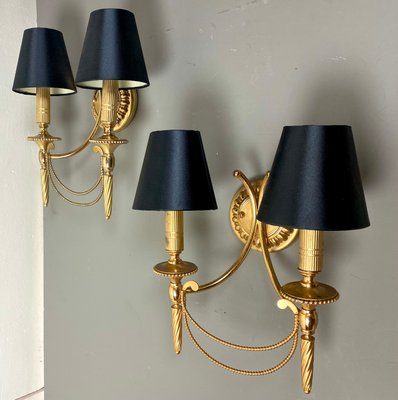 Neoclassical Italian Wall Lights in Gilt Brass by Gaetano Sciolari