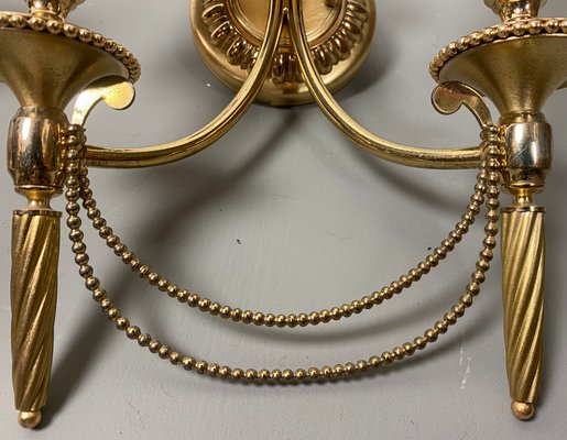Neoclassical Italian Wall Lights in Gilt Brass by Gaetano Sciolari