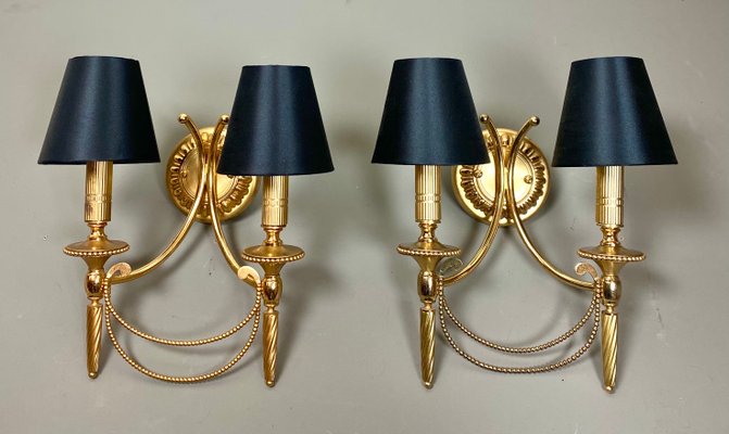 Neoclassical Italian Wall Lights in Gilt Brass by Gaetano Sciolari