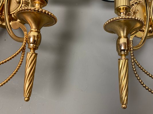 Neoclassical Italian Wall Lights in Gilt Brass by Gaetano Sciolari