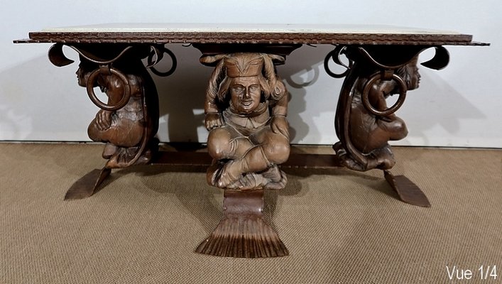 Wrought Iron Marble Coffee Table by J.M Rothschild 1950 for