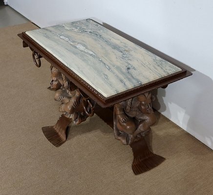 Wrought iron and marble coffee hot sale table