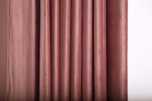 Italienischer Vintage Domus Vorhang aus rosa Samt, 2er Set bei Pamono kaufen