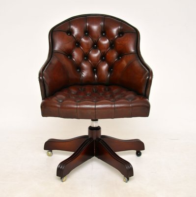 Antique Victorian Style Leather Swivel, Antique Swivel Desk Chair Uk