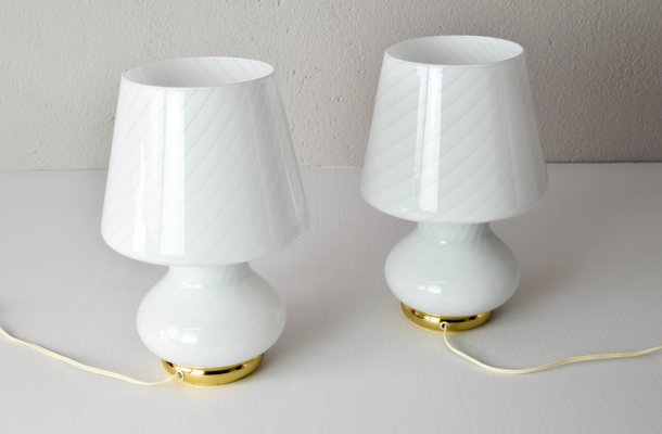 Mid Century Modern Murano Glass Mushroom Table Lamps for Vetri