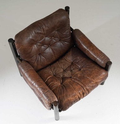 Mid Century Scandinavian Safari Chairs, Futura Patchwork Leather Ottoman
