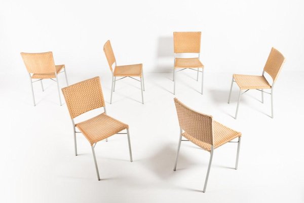 Vintage Danish Woven Chairs Set of 6 for sale at Pamono
