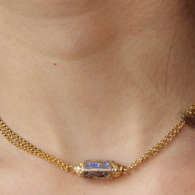 Antique French Enamel Clasp Necklace in 