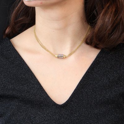 Antique French Enamel Clasp Necklace In 18 Karat Yellow Gold For Sale At Pamono