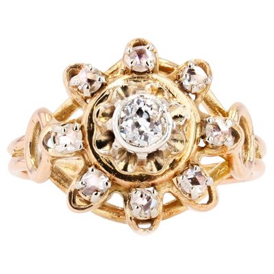 French Diamonds Retro Ring in 18 Karats Yellow Gold 1960s for