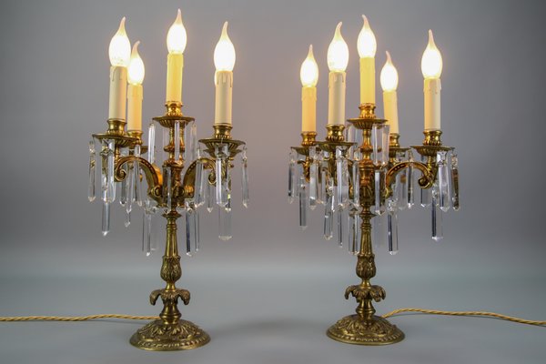 Antique brass candelabra table hot sale lamp
