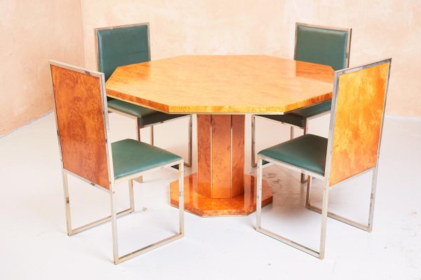Italian Dining Table Chairs In Maple, Maple Round Table And Chairs