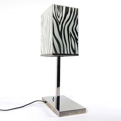 Mid Century Modern Chrome Table Lamp, Zebra Table Lamp Shades