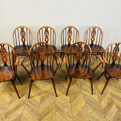Windsor Fleur De Lys Chairs by Lucian Ercolani for Ercol 1960s Set of 8