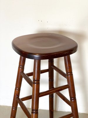 Set of Wooden Bar Stools, 1980s for sale at Pamono