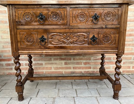 Spanish Carved Walnut Console Table, Dresser Vs Console Table