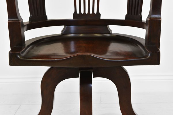 Antique Victorian Swivel Desk Chair in Mahogany 1890 for sale at