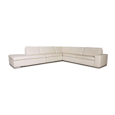 White Leather Conseta Corner Sofa Couch, Sectional White Leather Sofa Couch