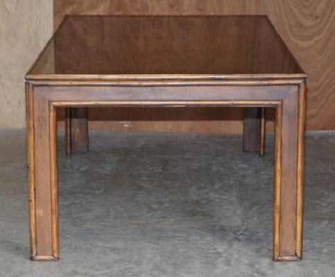 Chinese Chippendale Refectory Dining Table with Smoked Glass Table