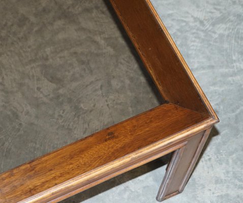 Chinese Chippendale Refectory Dining Table with Smoked Glass Table
