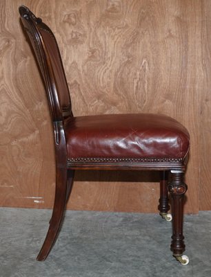 Victorian Mahogany Leather Dining, Leather Dining Chairs With Rollers