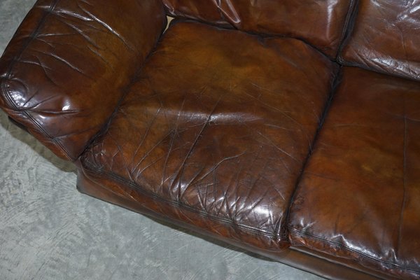 Low Mid Century Modern Brown Leather, Restoration Hardware Leather Sofa Repair