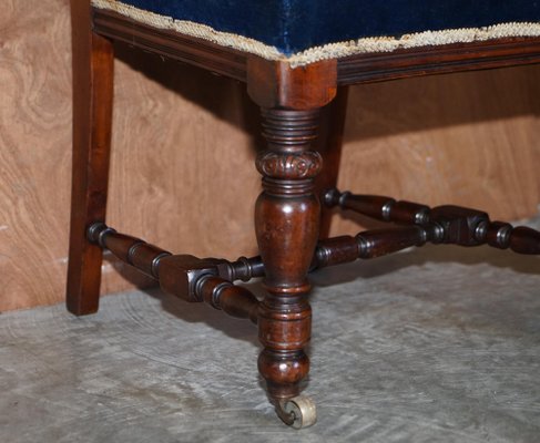 Napoleonic Blue Dining Chairs with Kilim Rug Upholstery Set of 6