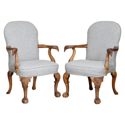 Set of Eagle Armed Claw Ball Feet Throne Armchairs for sale at