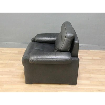 Black Buffalo Leather Ds 70 Armchair, Grey Leather Chair And A Half With Ottoman