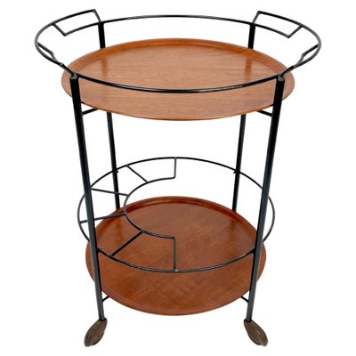 Round Serving Bar Cart In Teak Black Metal Italy 1960 For At Pamono Round Serving Bar Cart In Teak Black, Black Metal Round Bar Cart