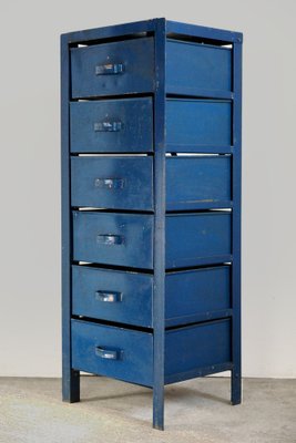 Cassettiera in metallo blu, anni '70 in vendita su Pamono