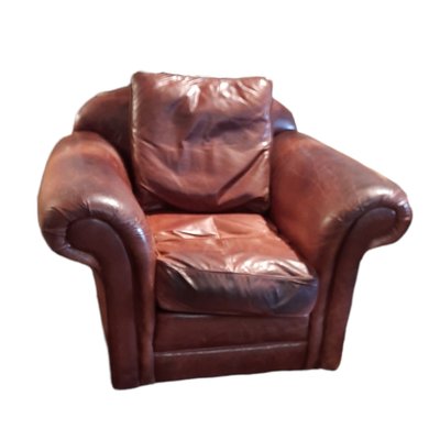 Spanish Brown Leather Club Chairs Set of 2
