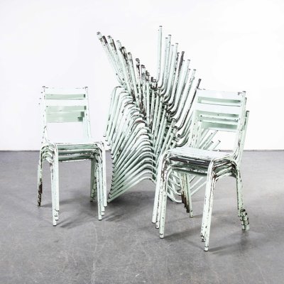 French Mint Metal Stacking Outdoor Chair from Tolix 1950 for sale