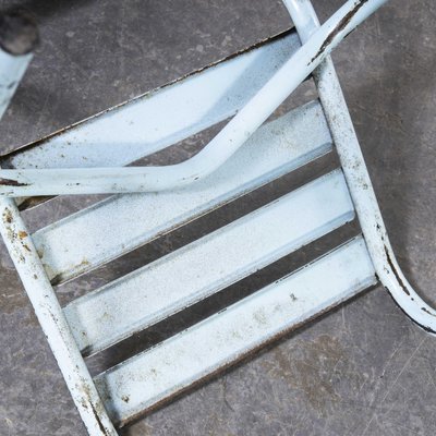 Blue metal store outdoor chairs