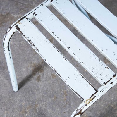 Blue metal store outdoor chairs