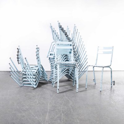 Blue metal outdoor chairs top