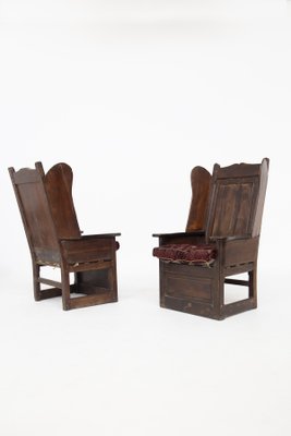 Antique Lounge Chairs in Wood and Fabric Set of 2
