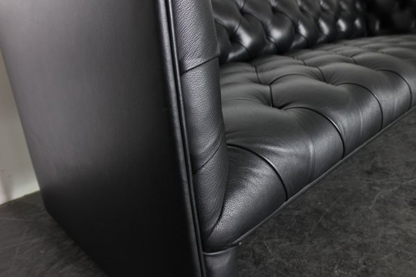 Savile leather tufted sale sofa