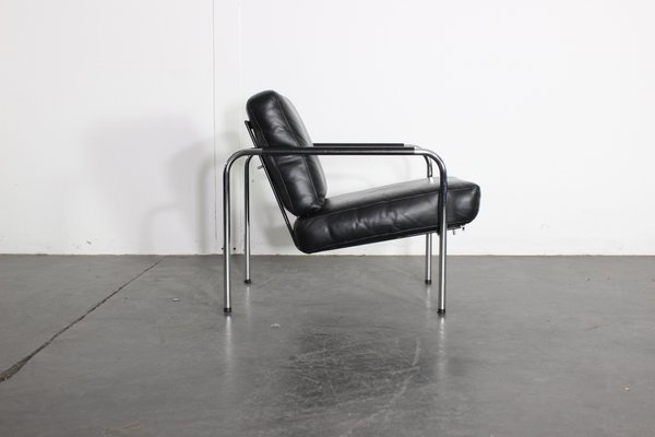 Lounge Chair In Black Leather By, Pirello Leather Sofa