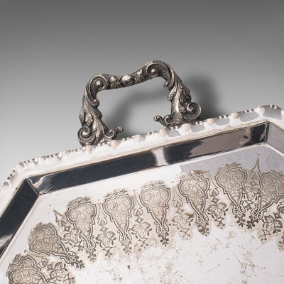 Antique English Silver Plated Presentation Serving Tray, 1890s for