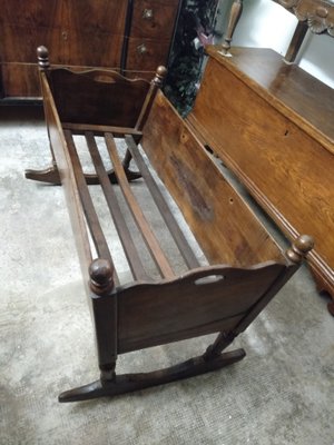 Antique wooden rocking cradle hotsell