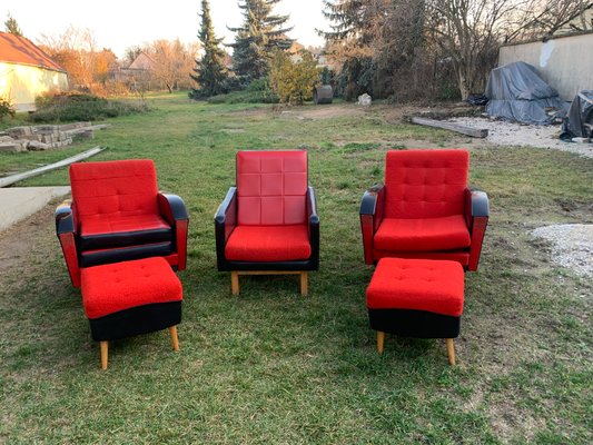 Mid-Century Lounge Chairs with Ottomans, 1960s, Set of for sale