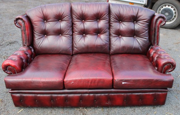 Burdy Leather Sofa 1960s For, Maroon Leather Couch Living Room
