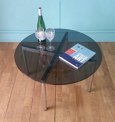 Italian Chrome Tinted Glass Coffee Table 1970s