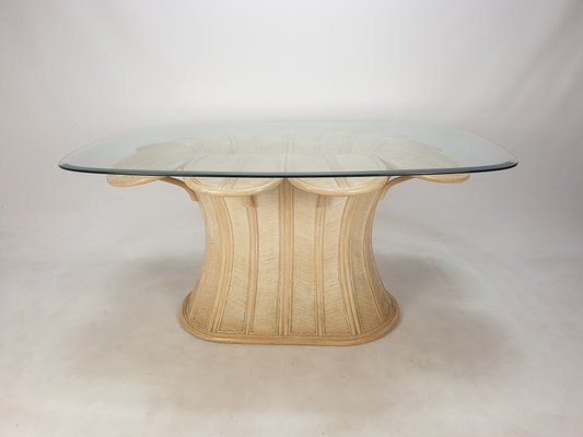 Bamboo Rattan Dining Table 1980s