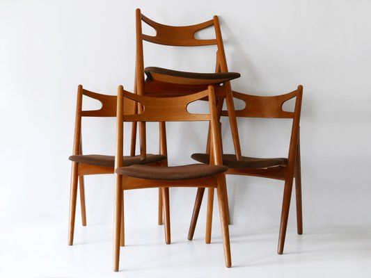 Danish Sawbuck Chairs in Teak by J. Wegner for Carl Hansen & Søn, Set of 4 for sale at