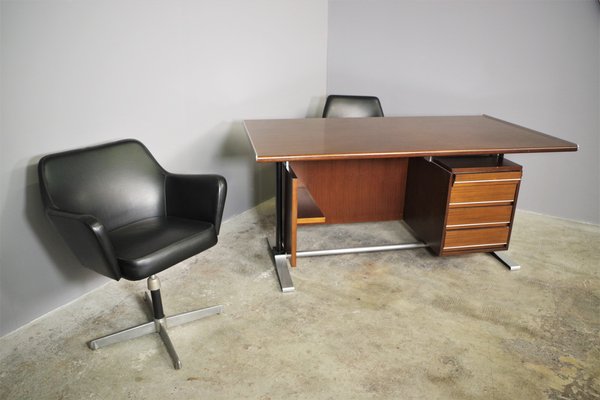 Desk 2 Chairs From Fantoni 1960s, Long Desk For Two Chairs