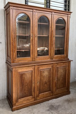Early 20th Century Spanish Pine Bookcase or Vitrine with Three
