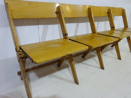 Solid Beech Church Folding Chairs 1950s for sale at Pamono