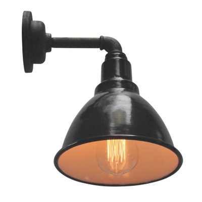 Vintage Industrial Black Enamel Cast Iron Wall Light
